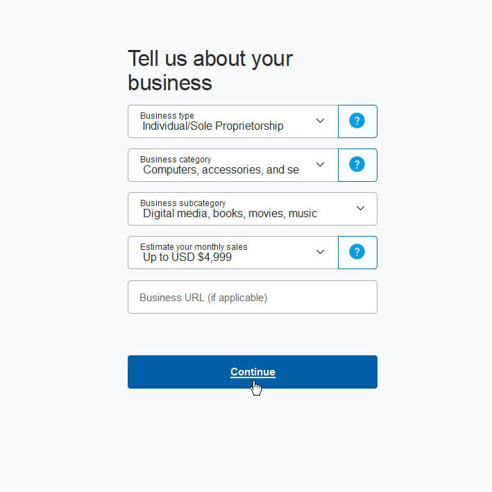 add your business info to paypal