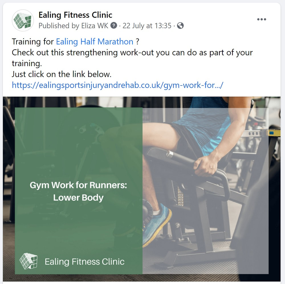 promoting fitness blog on facebook