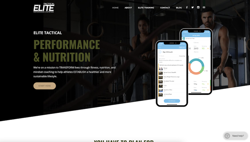 fitness website design example