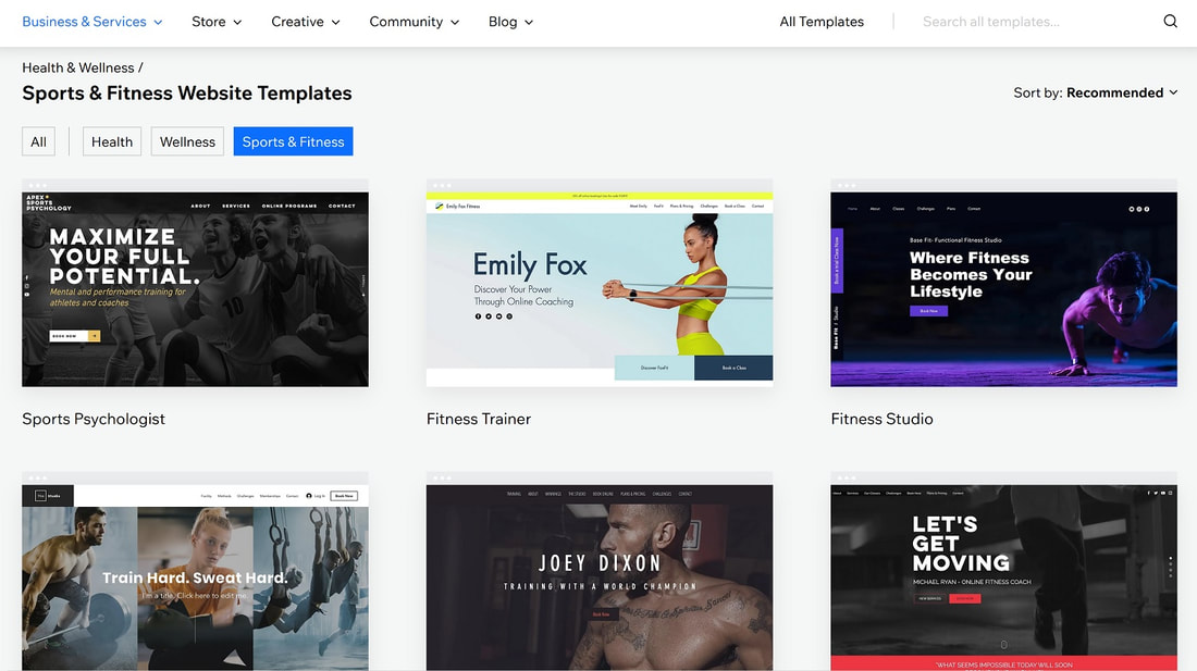 wix fitness templates