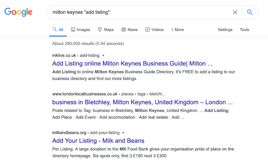 Google Business listing