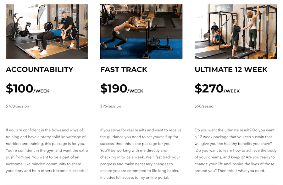 How to List Your Prices on Your Personal Trainer Website