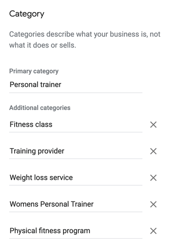 Google My Business Categories