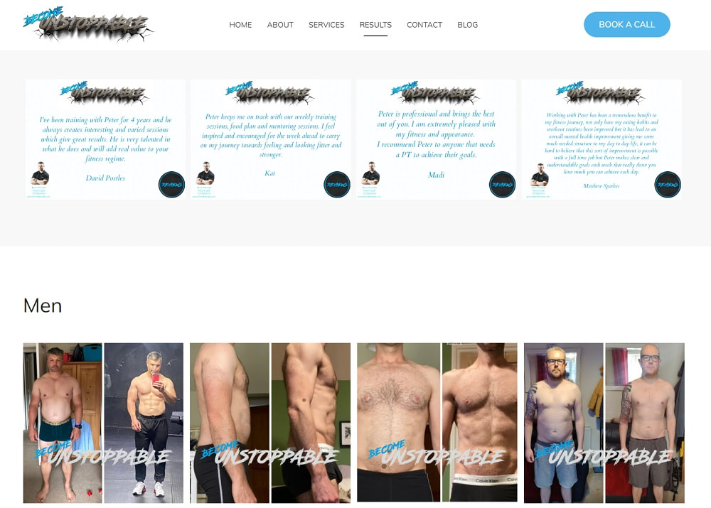 fitness website testimonials