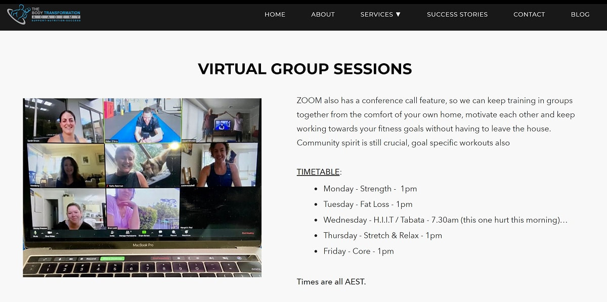zoom virtual group fitness